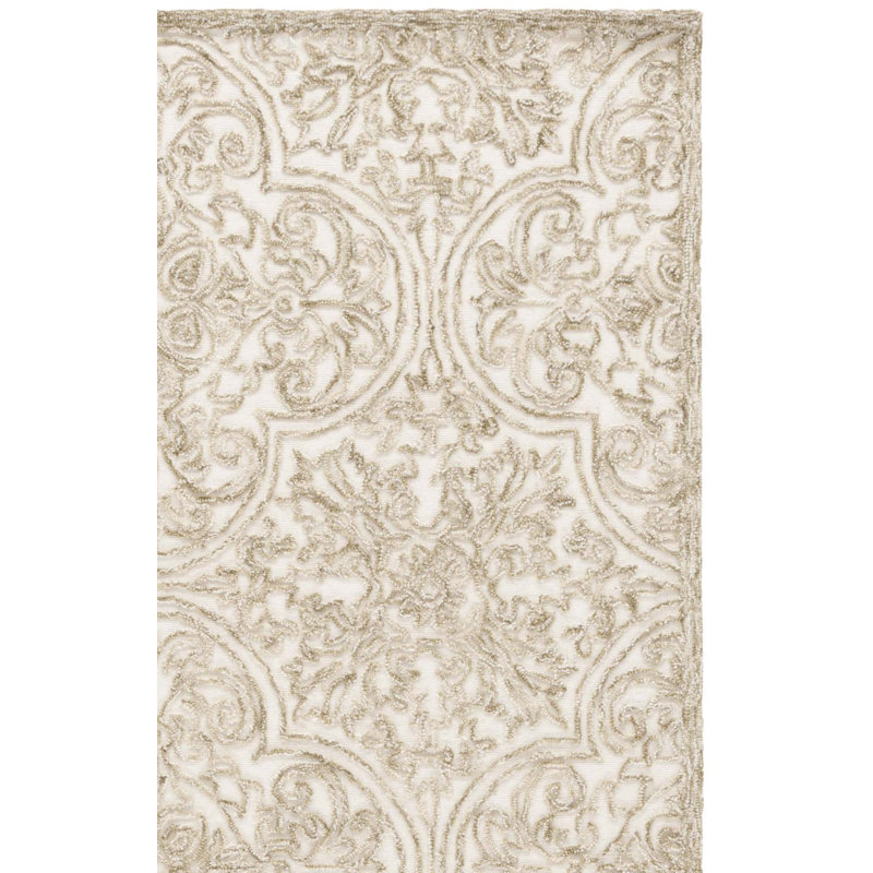 Laine touffetée à la main MSR Trace; Tapis damassé en coton et latex, Rectangle 4pi x 6 pi
