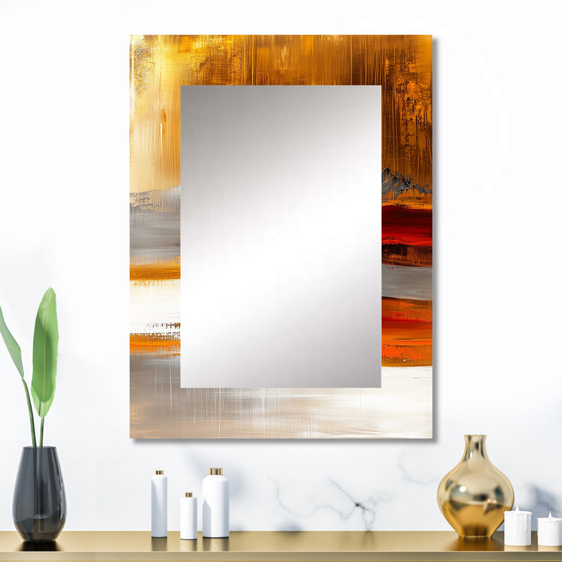 Day And Night Golden Mountain Landscape II - Mountains Large Wall Mirror, Traditional Unique Mirror, Printed Metal Art