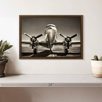 Avion rétro noir et blanc