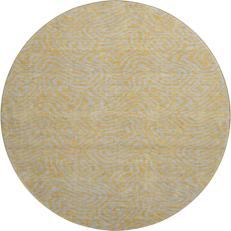 Premium Machine Washable Birchview AMF1031 Swirls Rug, Round 8'