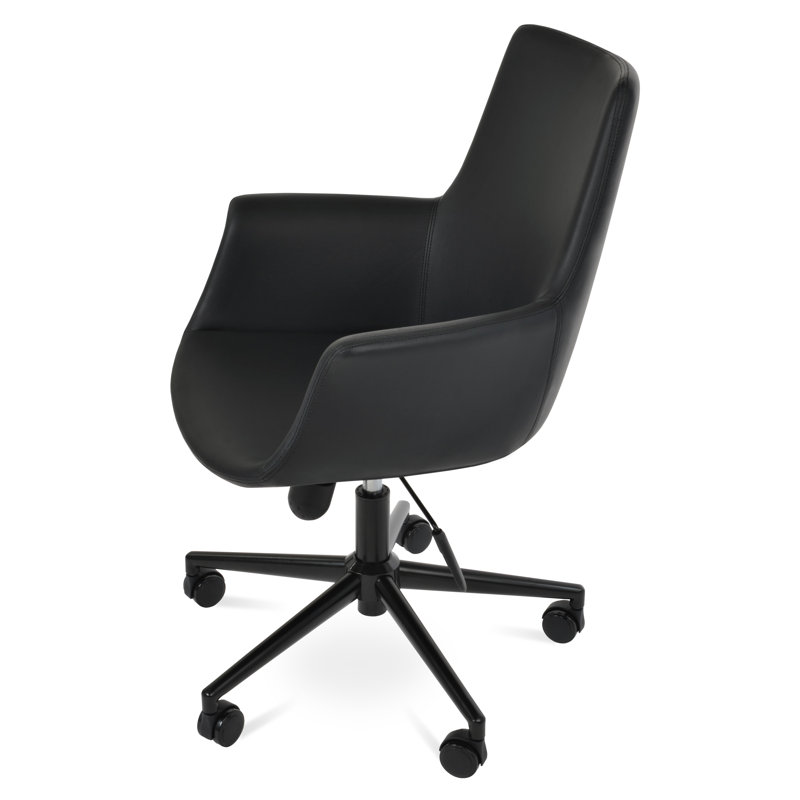 Bottega High-Back Swivel Office Chair, Black, Black