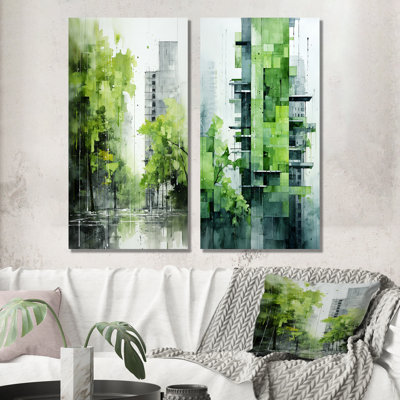 Lime Lofts Skyscraper City Horizon - Skyscrapers Metal Wall Art Set Of 2