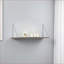 Tablette murale, tablette murale flottante rustique avec supports chromés | Blanc | Bois massif