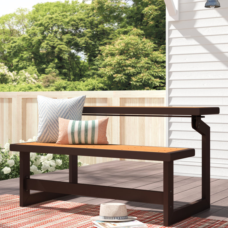 Lifetime Convertible Outdoor Bench/Table in Walnut Brown Steel