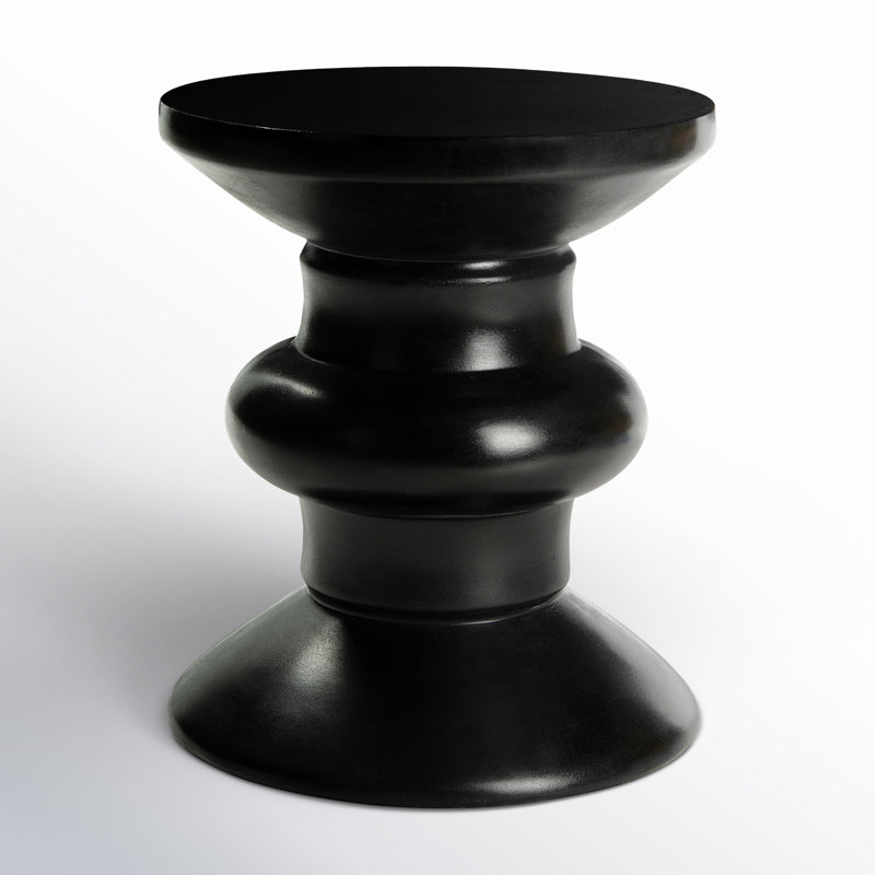 Dali 15.35'' Stone Outdoor Side Table, Black