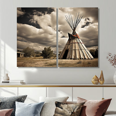 Grey Native Tipi Shadows Of Heritage I - Gray Wall Art