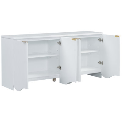 U-Style Vertical Stripes And Wavy Design Of A Four-Door Cabinet Cabinet Suitable For Hallway, Entryway, Living Room
