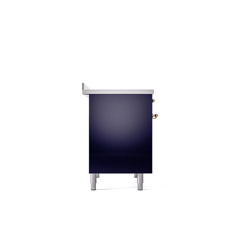 ILVE Nostalgie II Series 40 inch Induction Range with 6 Induction Elements (Solid Door), Midnight Blue/Brass