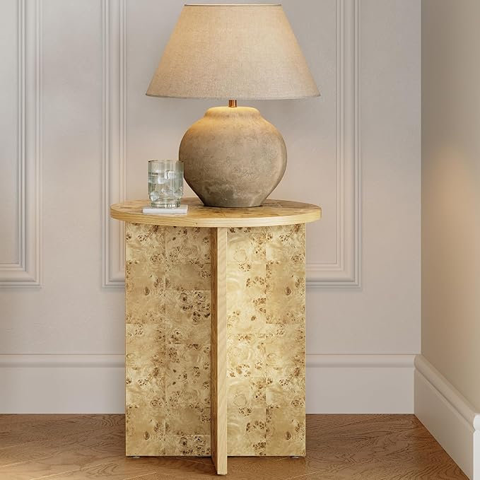 Round Accent Side Table - Burl