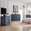 Commode 9 tiroirs, commode campagnarde de 54 po de largeur avec station de charge, finition patinée-1517739421