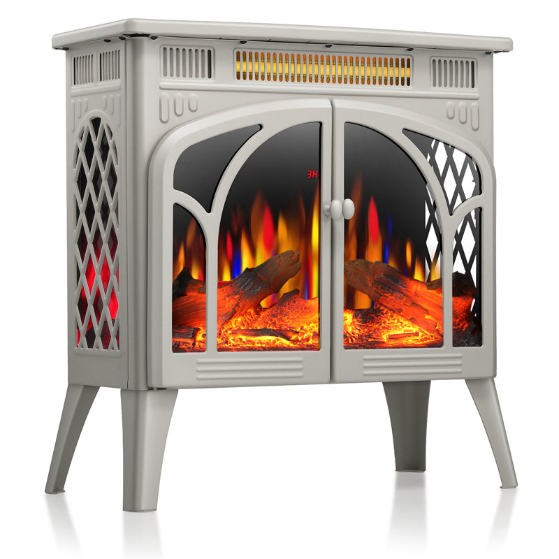 24-inch Freestanding Electric Fireplace Stove – 3d Controllable Flame, 4 Color Options, 1500w/5100btu, Adjustable Thermostat (50℉-99℉)
