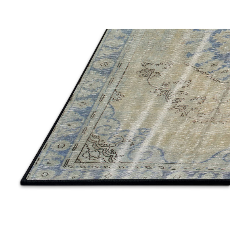 Tapis traditionnel bleu clair Rumill, Rectangle 5 pi x 7 pi