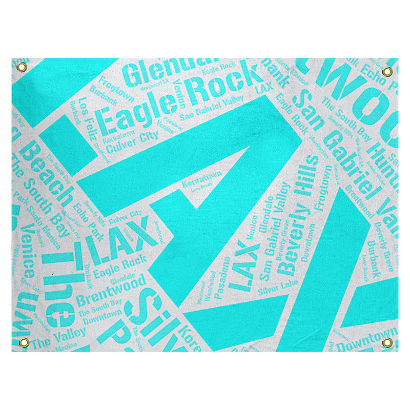 Tapisserie de polyester districts, art word, H 50 po x l 59 po, Cyan, Atlanta