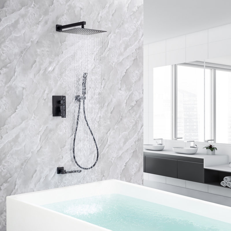 Complete Shower System with Rough-in Valve, Brushed Nickel