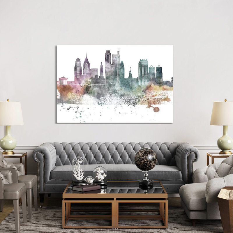 Philadelphia Pastel Skylines, H 40 po x l 60 po x P 1,5 po, Philadelphie