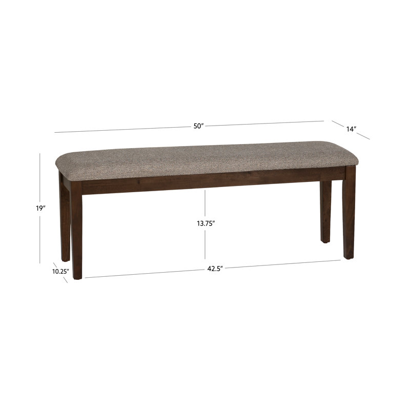 Banc rembourré en bois massif Ginnie, Brun / Gris