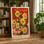 Golden Blooms in Red Botanical - Wrapped Canvas-131761922-131761929