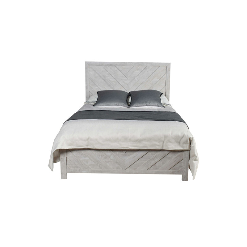Lit Benony de style moderne en bois, cadre de lit, lit plateforme, Grand, Naturel antique
