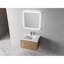 Meuble-lavabo moderne de 30 pouces avec lavabo en résine - tablette ouverte, portes à fermeture douce, spacieux, imitation chêne flottant, contreplaqué, moderne, rangement spacieux