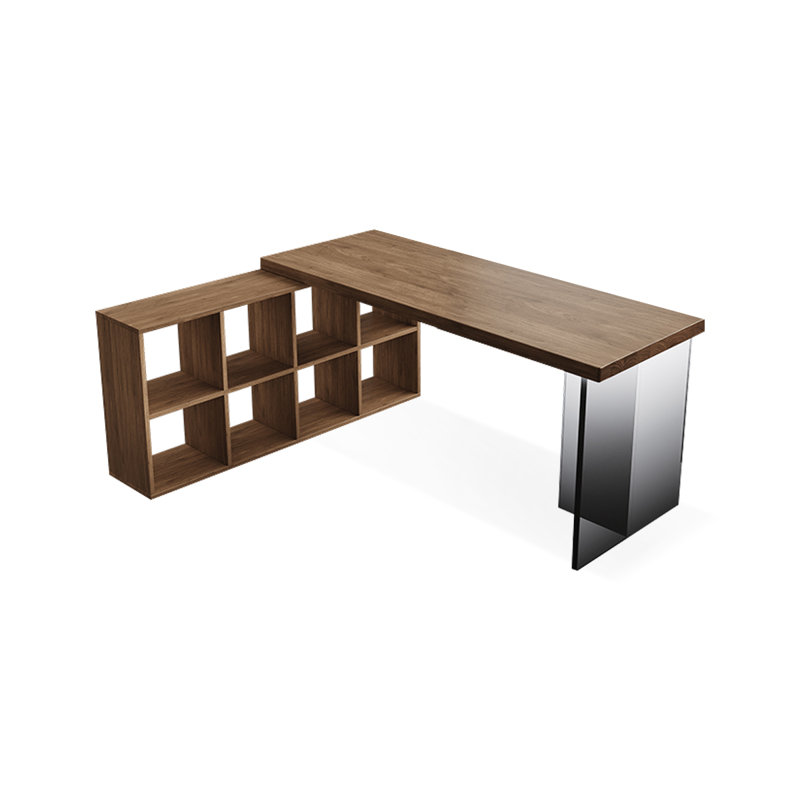Dark Walnut Rectangular Solid Wood desks, Left Hand Return, 29.53" H x 62.99" W x 23.62" D