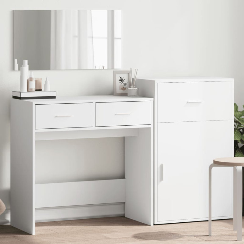 Dressing Table with Mirror, White