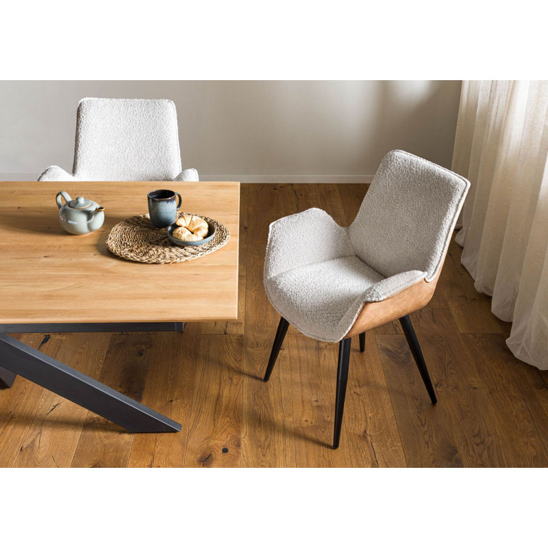 POLSTERSTÜHLE Polyester Blend Upholstered Parsons Chair, Light Beige/Brown