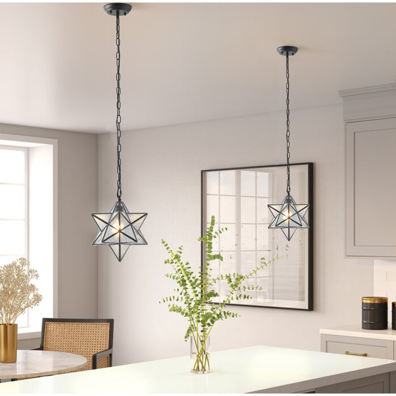 1 - Light Geometric Pendant, Black