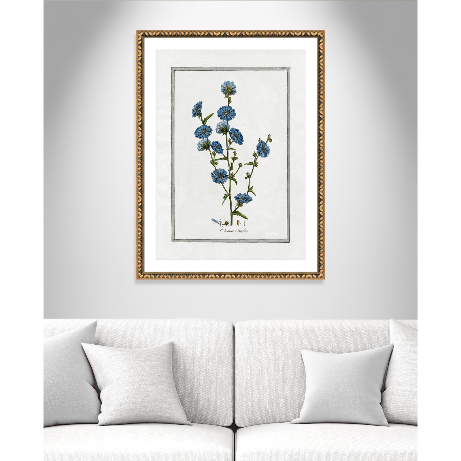 Soft Botanical I - Framed Art Full Bleed, Gold Bead Framed, 26.5" W x 36.5" H