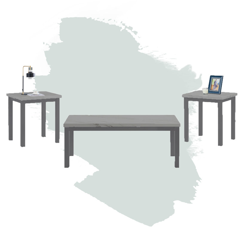 Ensemble de 3 tables basses Crugers, Gris