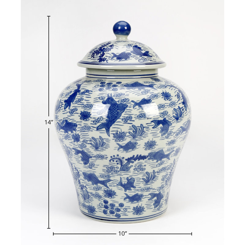 14'' Porcelain Ginger Jar