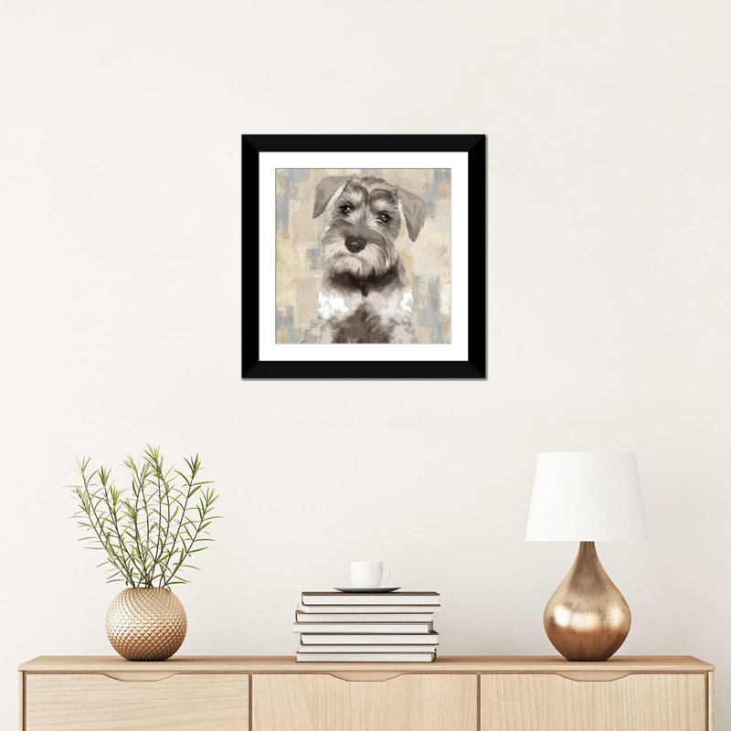 « miniature schnauzer », impression sur toile, Papier d'art encadré noir, Blanc, H 16 po x l 16 po x P 1 po
