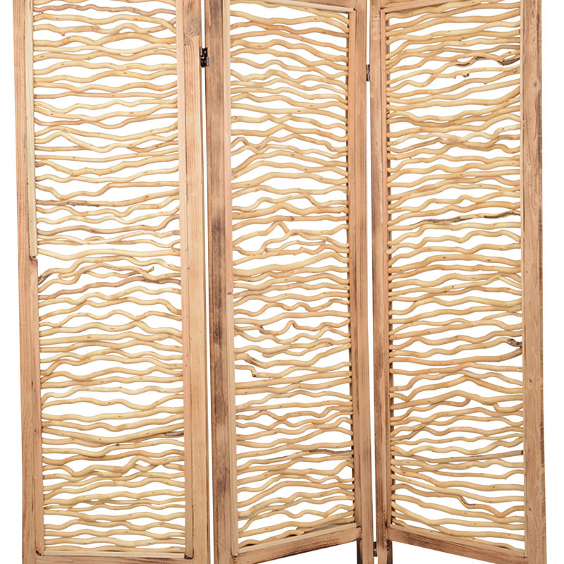 Paravent 3 panneaux en bois brun 60 x 69 Brampt