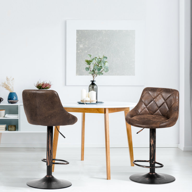 Alohilani Upholstered Adjustable Height Bar Stool with Steel Frame