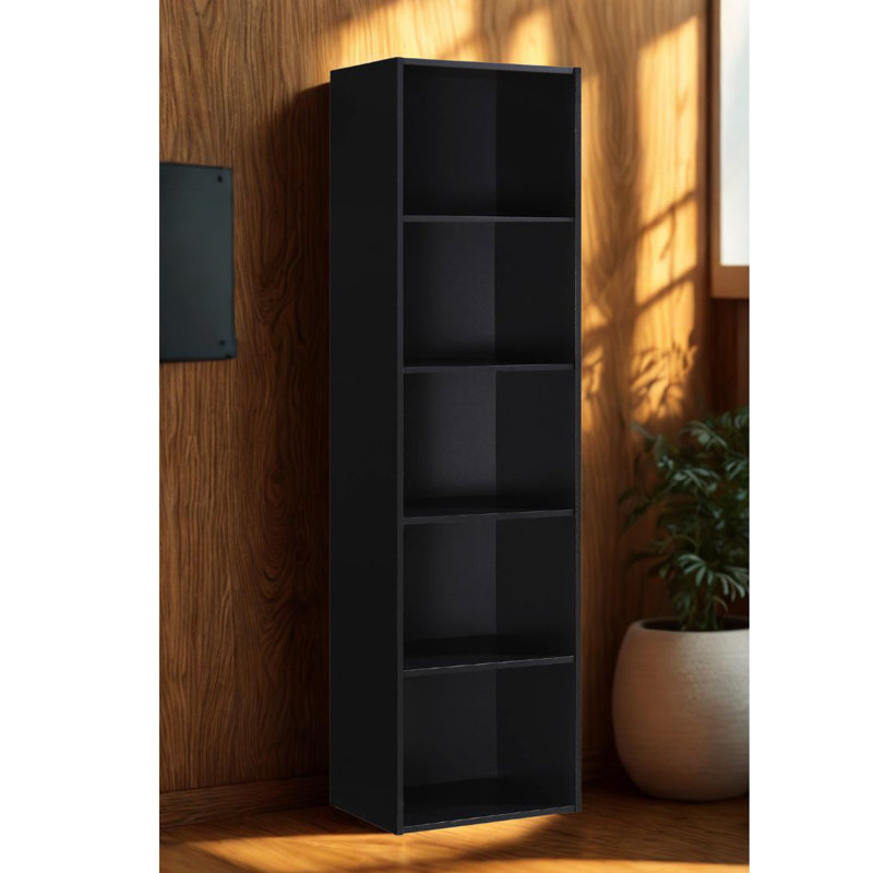 Bibliothèque haute avec rangement ouvert pour la maison ou le bureau, (5 tablettes) H 59 po x l 15,9 po x P 11,7 po, Noir