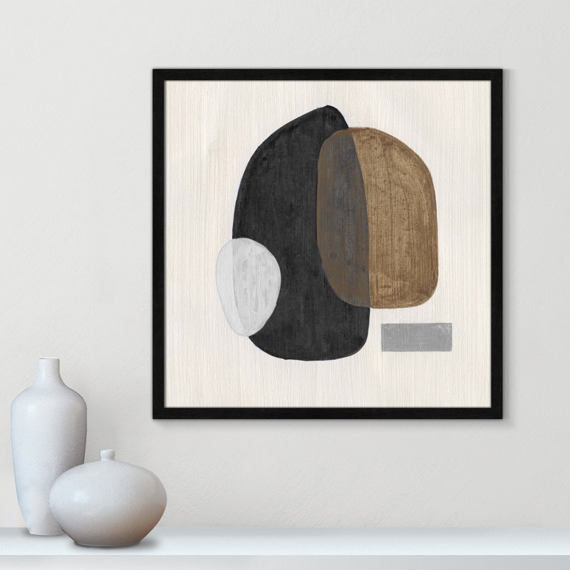 Inola Neutral Stones III Wall Art, 23.5" H x 23.5" W, Black