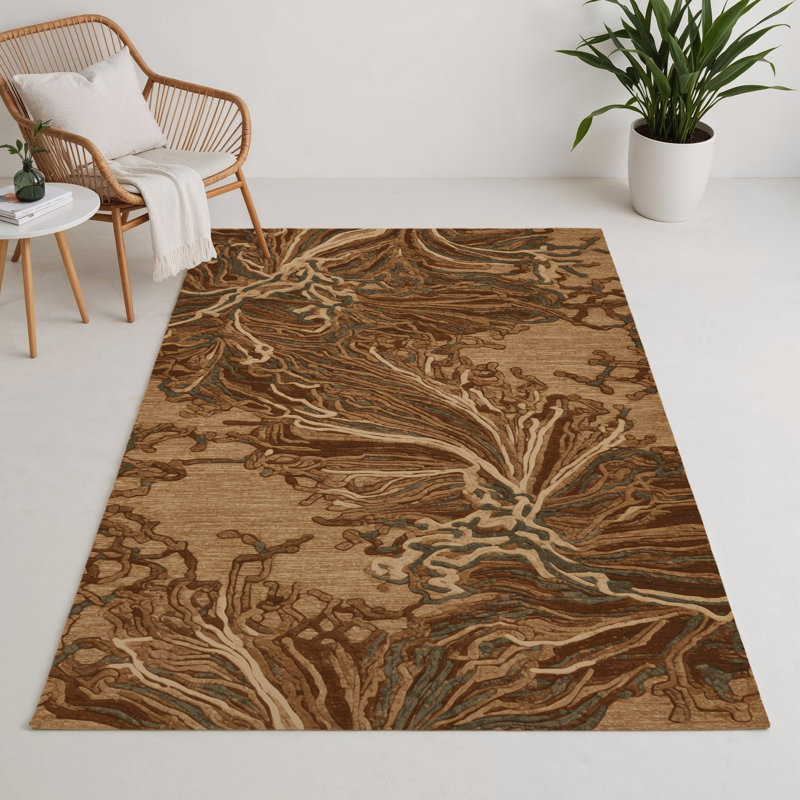Tapis d'intérieur et d'extérieur brun Nature, Rectangle 5 pi x 7 pi
