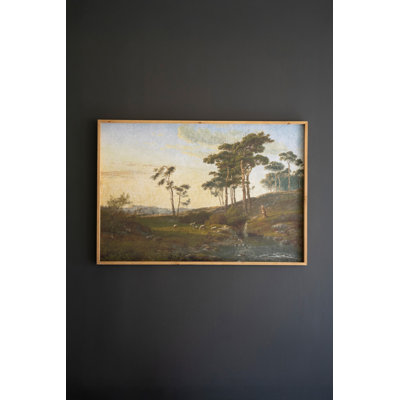  Art mural - Paysage de papier imprimé encadré H 39 po - Cadre en bois et finition texturée