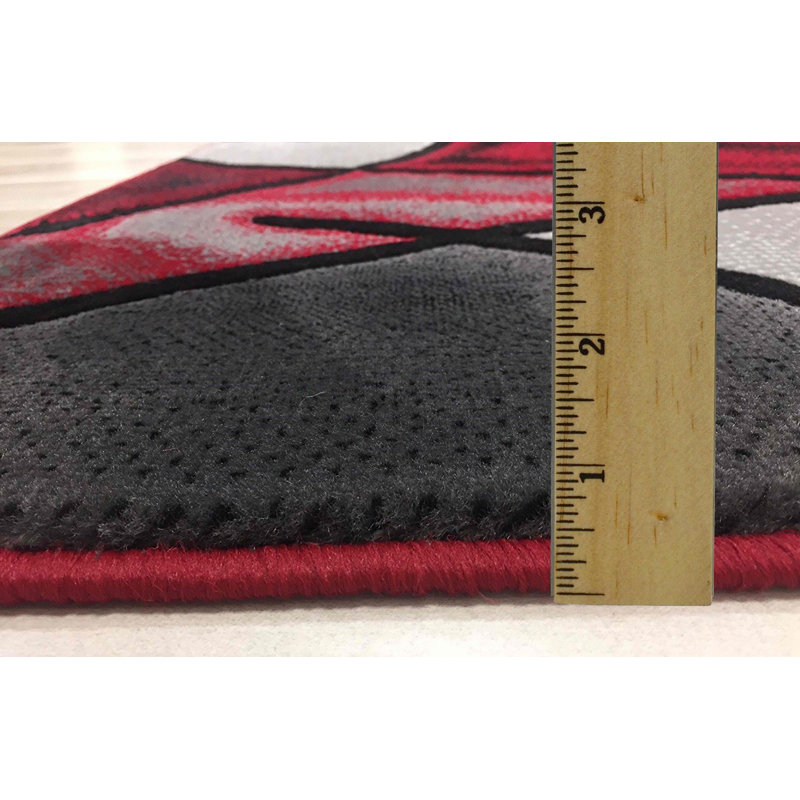 Tapis rouge à motif abstrait Jipson, Rectangle 5 pi x 7 pi