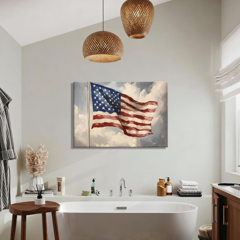 Art mural réaliste sur toile drapeau flottant 30 x 20 pouces