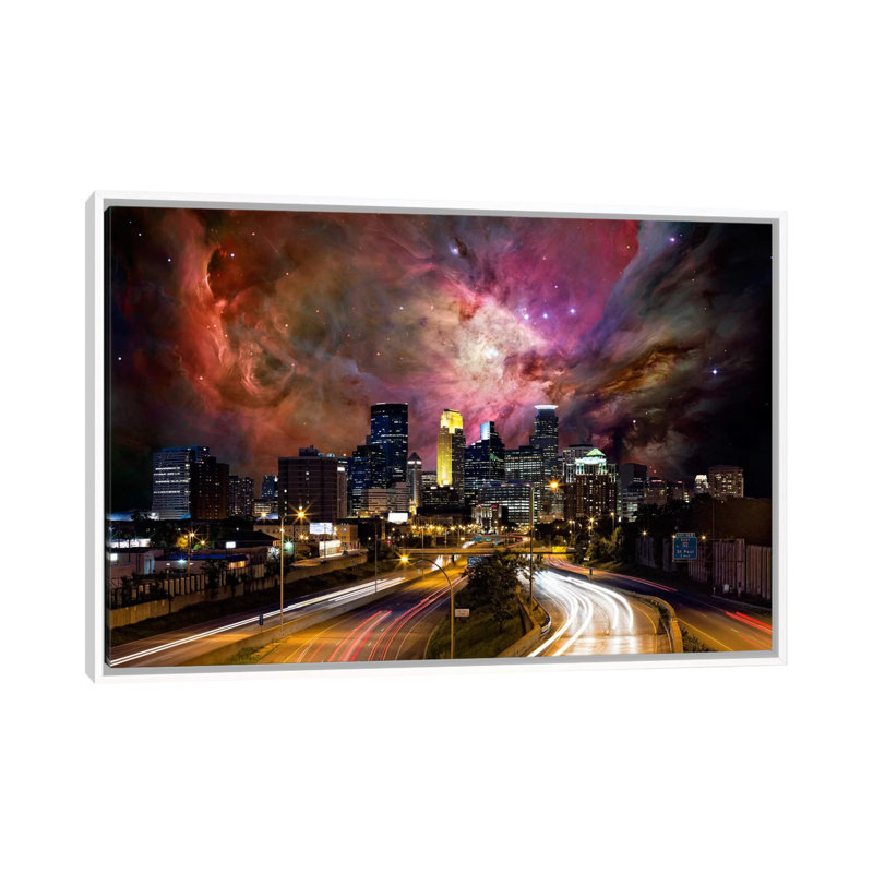 Minneapolis, Minnesota, Orion, nébuleuse, impression, H 26 po x l 40 po x 1,5 po, Toile blanche encadrée, Aucun mat