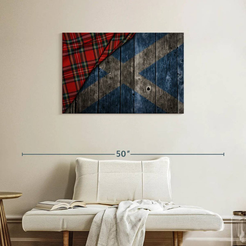 Kilt de Borges et drapeau écossais, H 24 po x l 36 po
