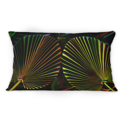 Toned Tropical Leaves On Black IV - Tropical Printed Throw Pillow 1