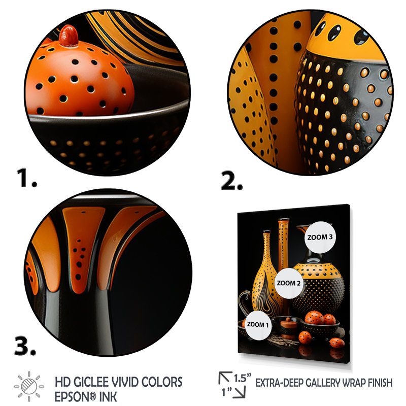 Boho Pottery Garden I - Boho Pottery, art mural, H 32 po x l 24 po x P 1 po, Cadre flottant noir