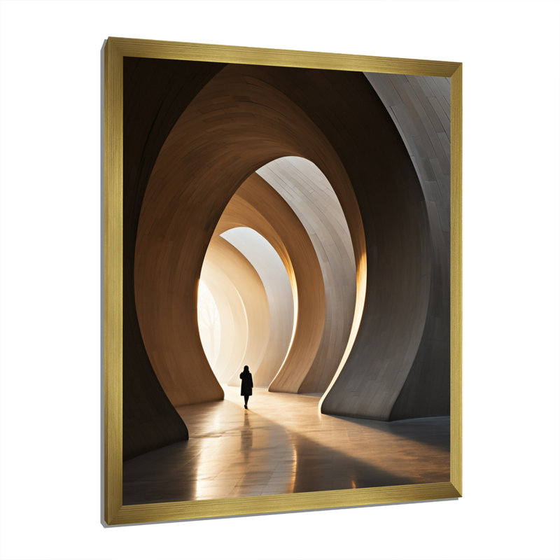 " Beige Tunnel Silent Symphony ", 40" H x 30" W x 1.5" D, Gold Single Picture Framed