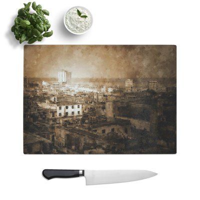 Cuba Skyline Painting Chopping Board