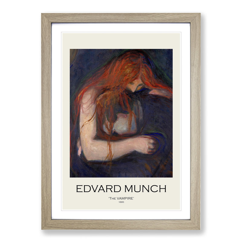 The Vampire Vol.1 by Edvard Munch - Picture Frame Painting, 65cm H x 48cm W x 2cm D, Oak Framed