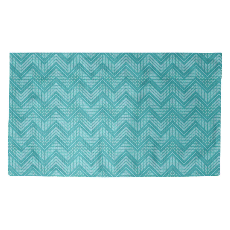 Tapis bleu à motif à chevrons Stephenie, Rectangle 5 pi x 7 pi