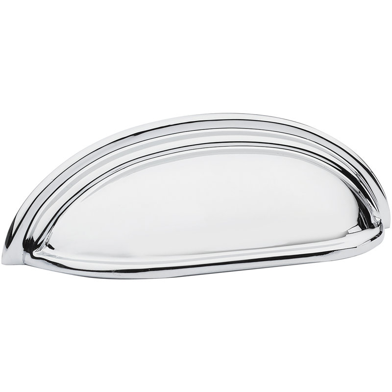 3" Center to Center Cup/Bin Pull, Polished Chrome, 4"