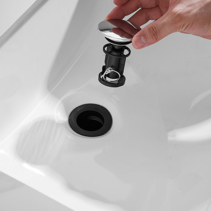 Drain escamotable de lavabo de salle de bain avec trop-plein, Chrome poli