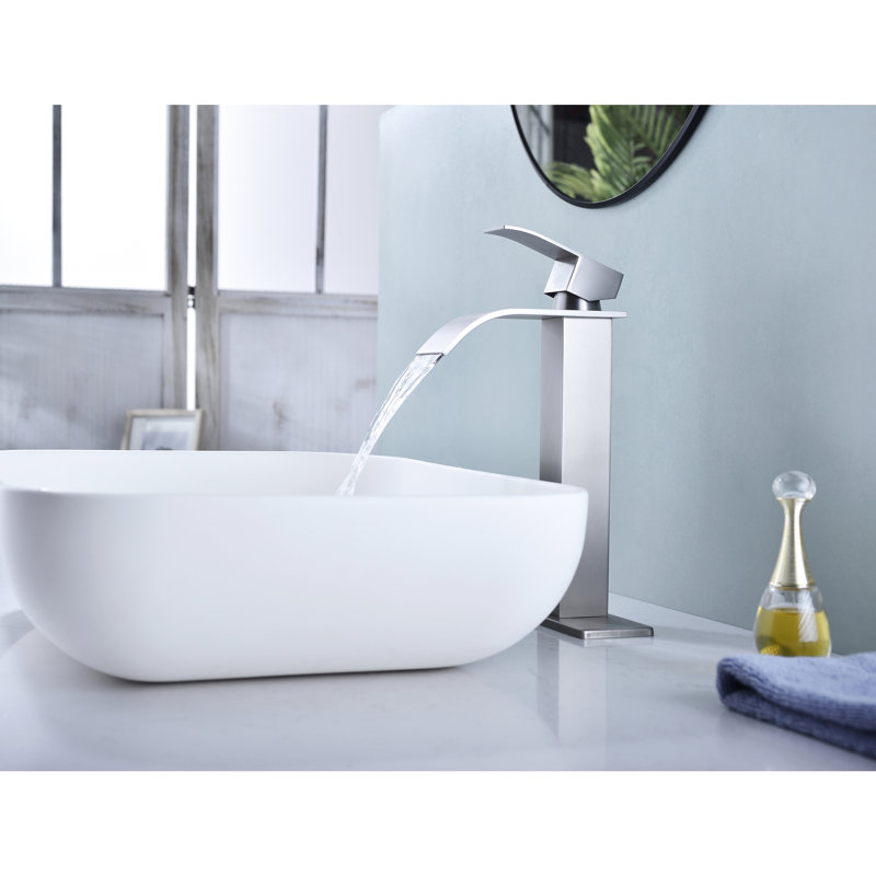 Stainless Steel Bathroom Shower Faucet, Waterfall Spout, Single Handle, Smooth Operation, Brushed Nickel Spout Handle Rv Sink Steel,